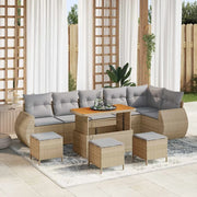 Set Divano da Giardino con cuscino 10 pcs Beige e Grigio Chiaro