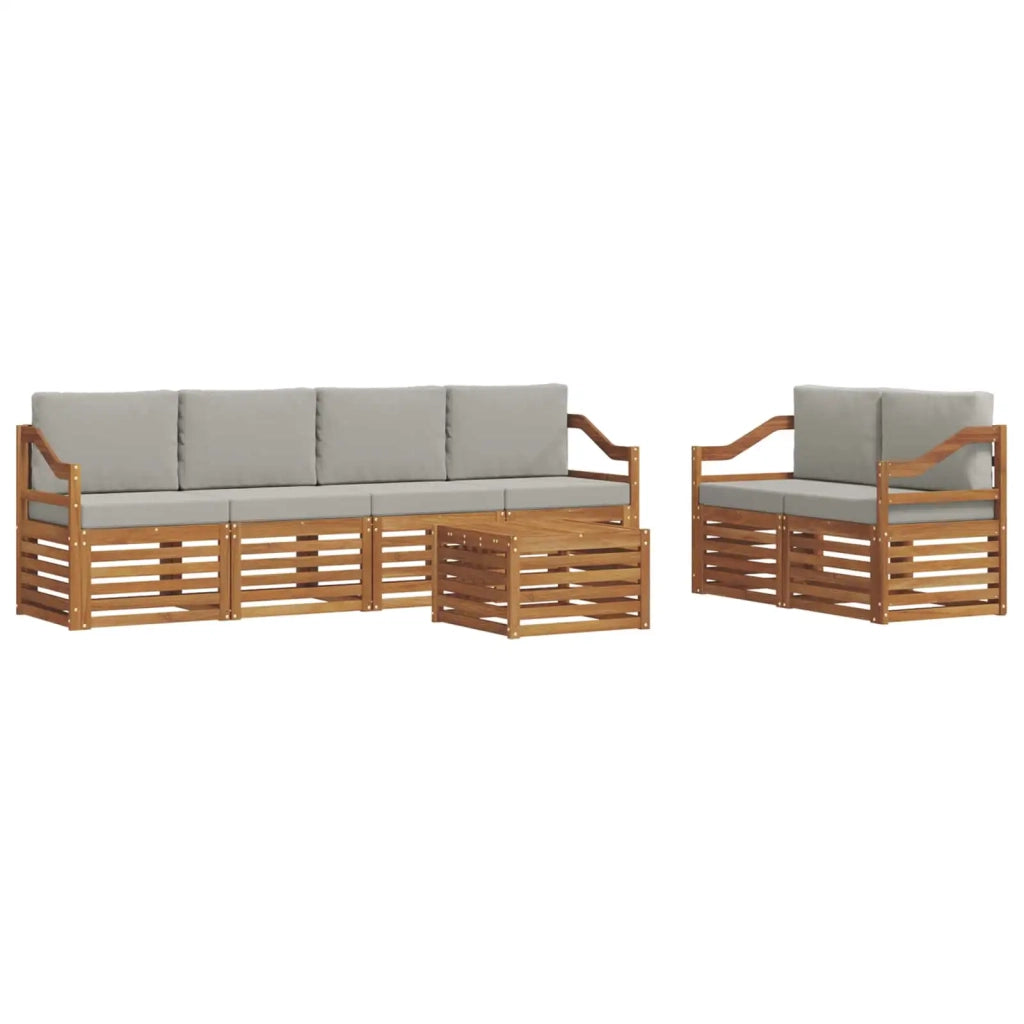 Set di divani da esterno 7 pcs Grigio Naturale e Chiaro 3374426