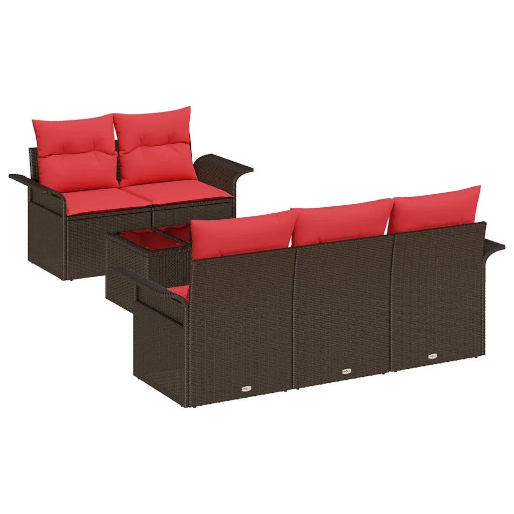 Set Divano da Giardino con cuscino 6 pcs Marrone polyrattan 3345244