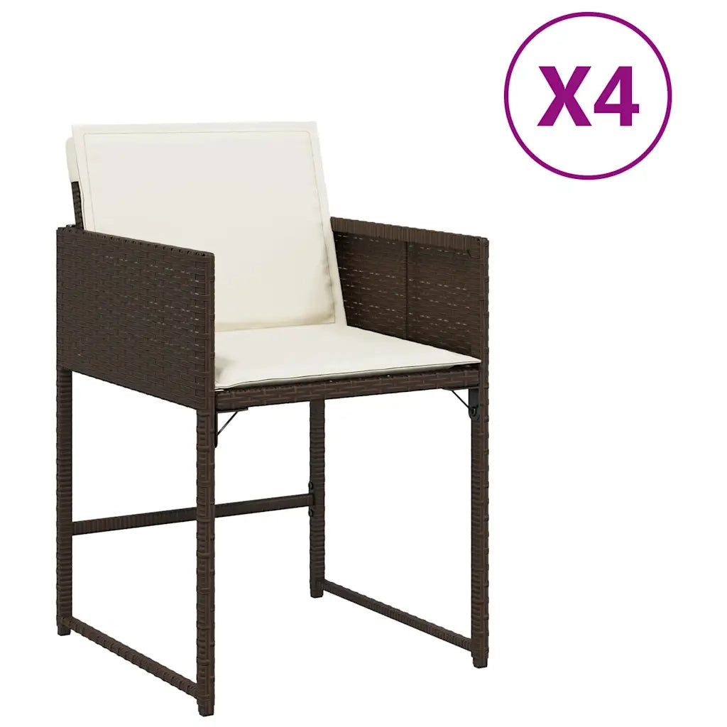 Sedie da Giardino con Cuscini 4 pz Marroni in Polyrattan 365003