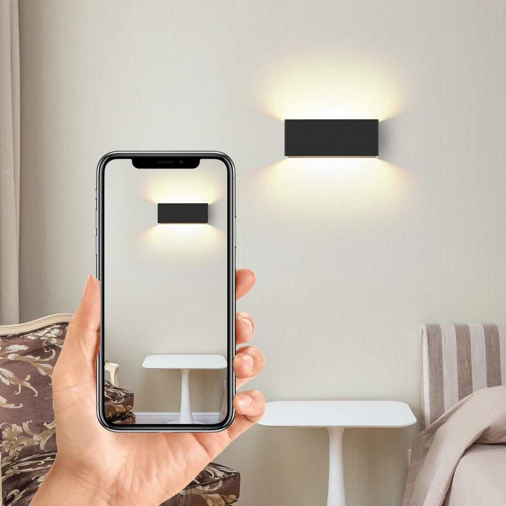ZMH Applique a LED nera Lampada da parete moderna per esterni e camera da letto