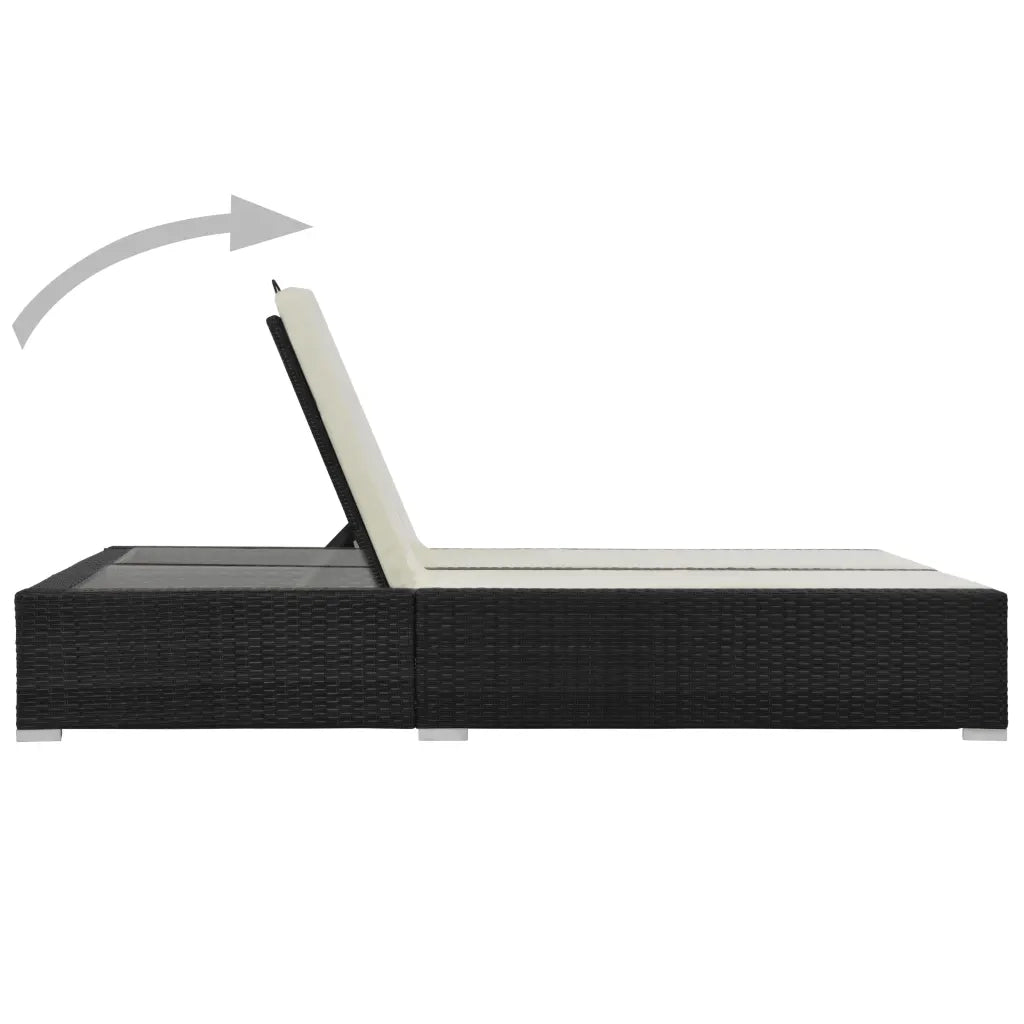 Lettino Prendisole Doppio in Polyrattan Nero 44752