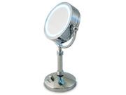 Specchio trucco luminoso a led in acciaio variabile girevole beper