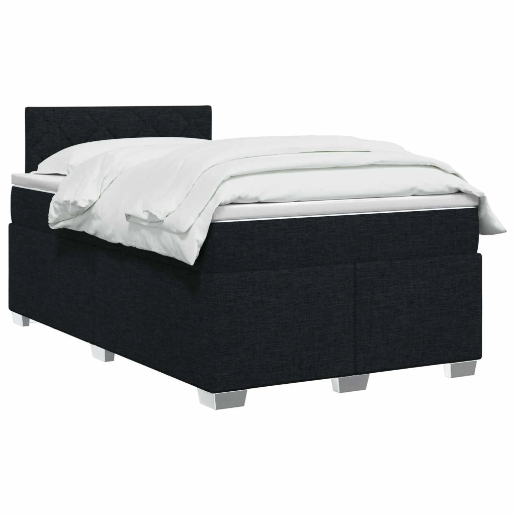 Letto con Box Spring, Materasso e LED Nero 120 x 190 cm Tessuto 3451905
