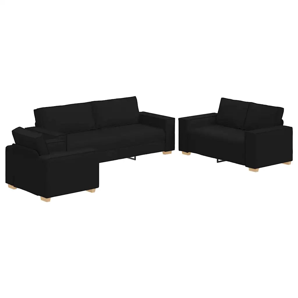 Divano 3 pcs Nero 220 x 80 x 84 cm Tessuto misto lino 3324611