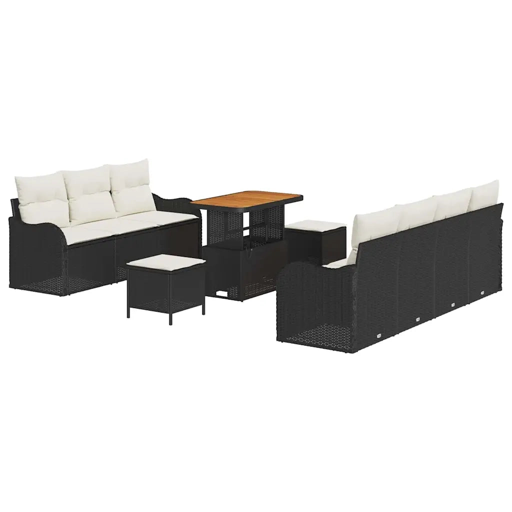 Set Divano da Giardino con cuscino 10 pcs Nero polyrattan 3362230