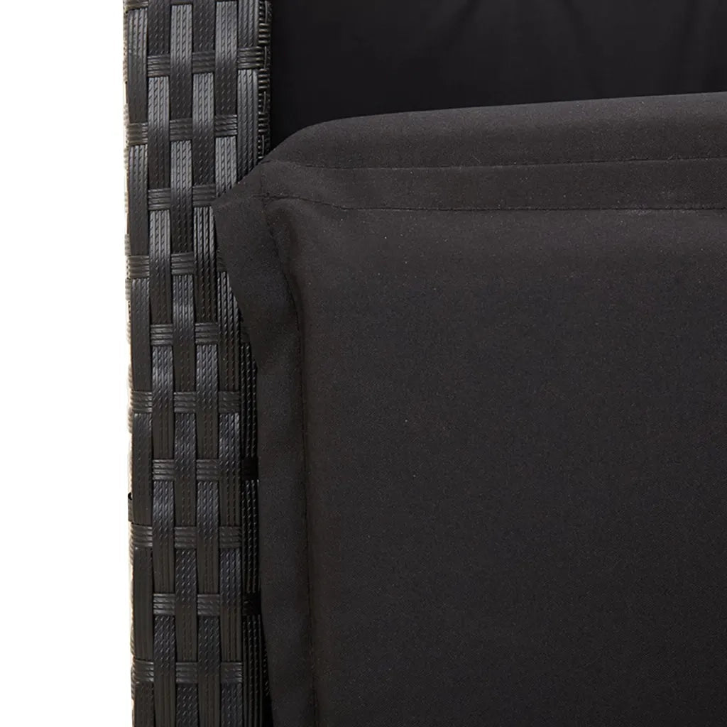 Set da Pranzo da Giardino 5 pz Nero con Cuscini in Polyrattan 3212530