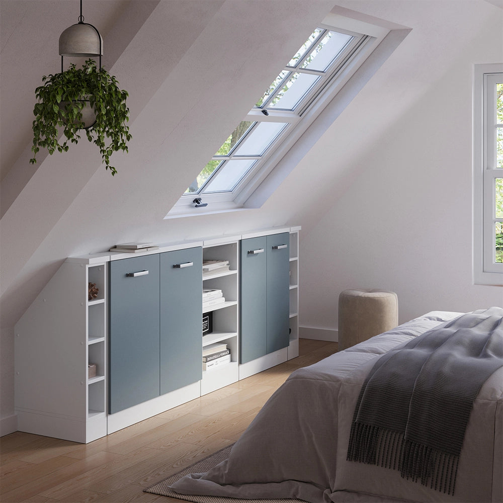 Set di mobili sottotetto Rion Grigio-blu/Bianco Set di 5 Vicco