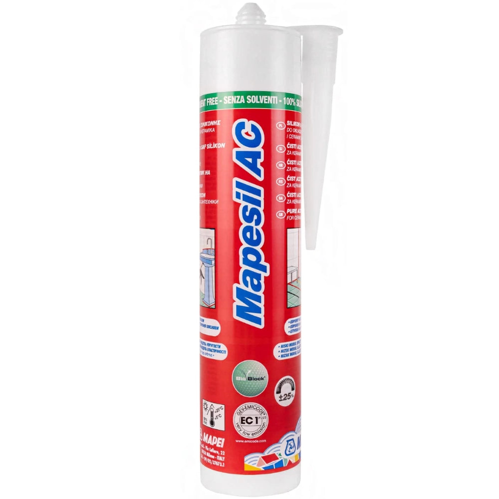 Mapei mapesil ac silicone acetico elastico resistente alla muffa 310 ml 6 pezzi *** colore- grigio cemento - 113, con...