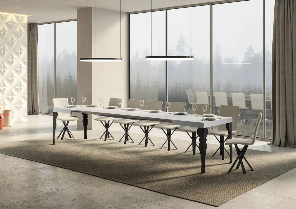 Tavolo allungabile 120/204x80 cm Paxon cashmere gambe antracite