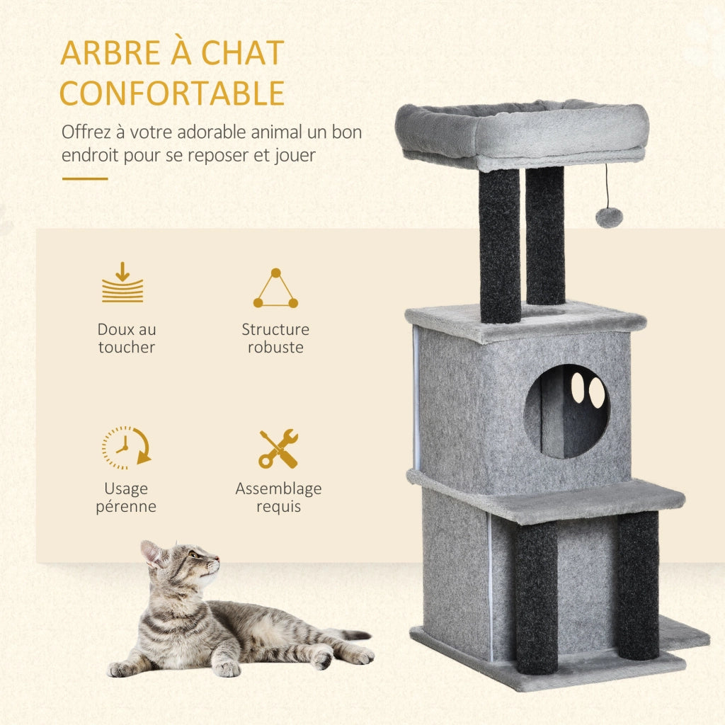 Albero per gatti con piattaforme e nicchie ¨C Minimal ¨C 48x48x100 cm grigio