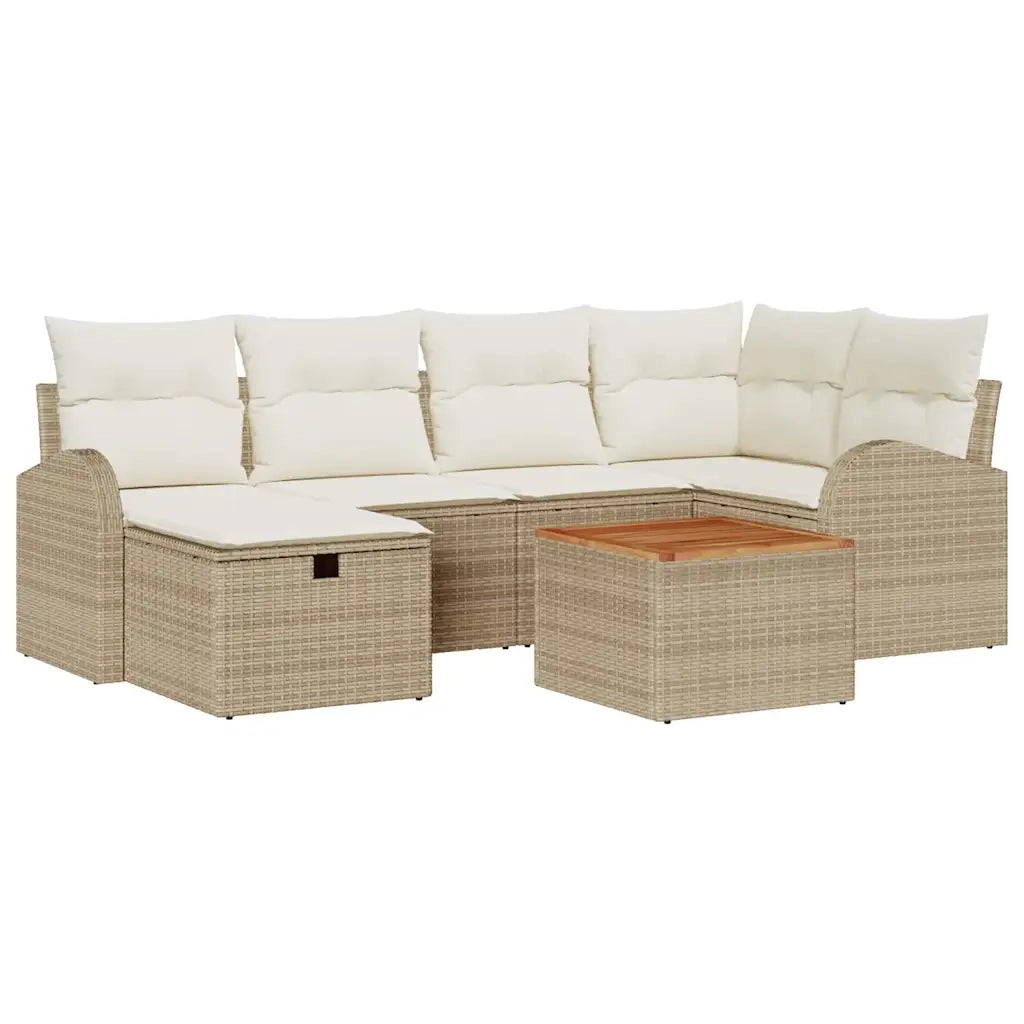 Set Divano da Giardino con cuscino 7 pcs Beige Poly Rattan 3360844