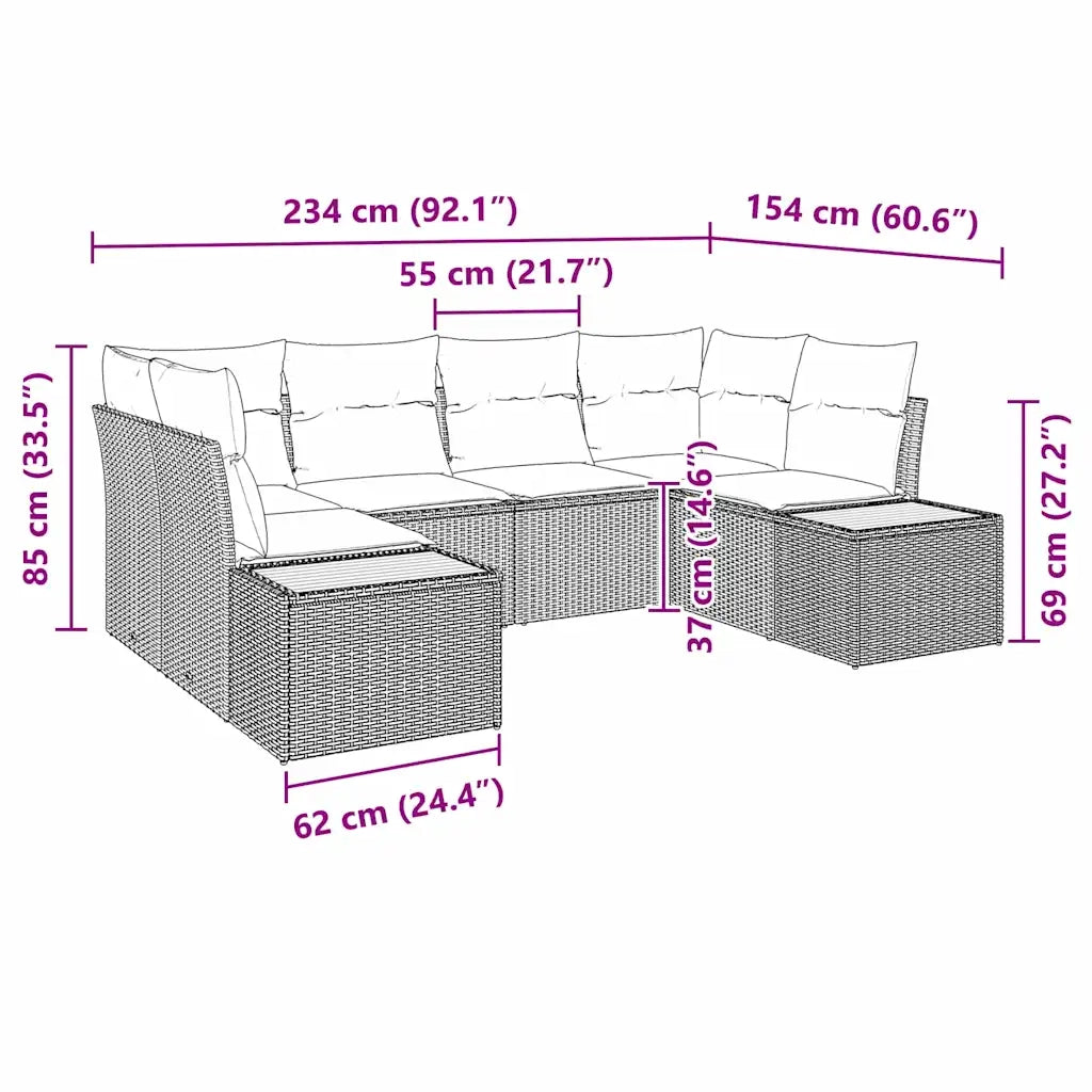 Set Divano da Giardino con cuscino 6 pcs Beige polyrattan 3348157