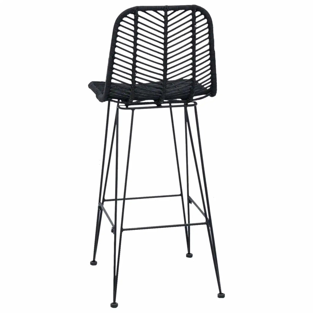 Sedia da Bar 2 pcs Nero 44,5 x 53 x 111 cm Rattan e Ferro 42011549