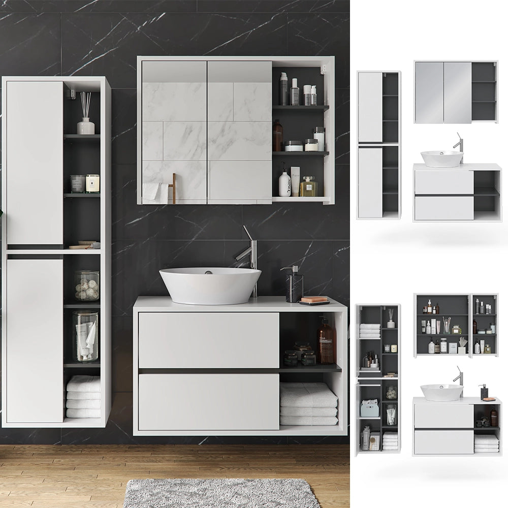 Vicco Set mobili bagno Bianco 3 parti