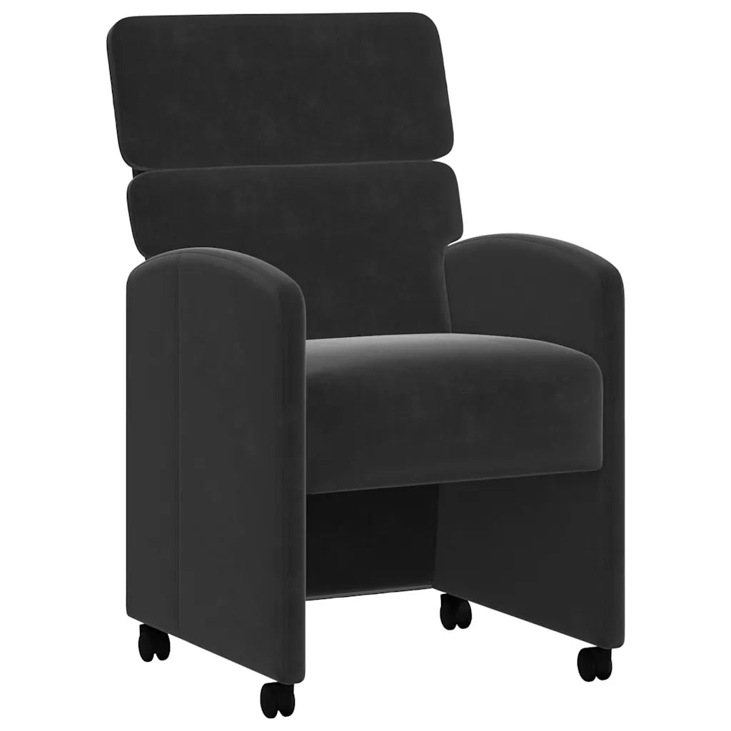 Sedie da Pranzo con Ruote 2 pcs Nero 58 x 65 x 98 cm Velluto 42017880