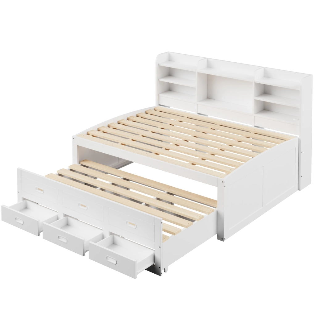 Letto multifunzionale con LED, 3 cassetti e ricarica USB + Type-C