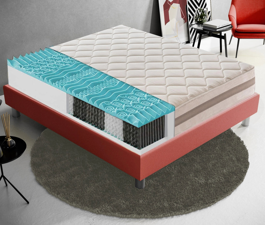 Materasso Singolo 90x200 900 Molle insacchettate e memory foam 9 Zone differenziate Altezza 22 cm