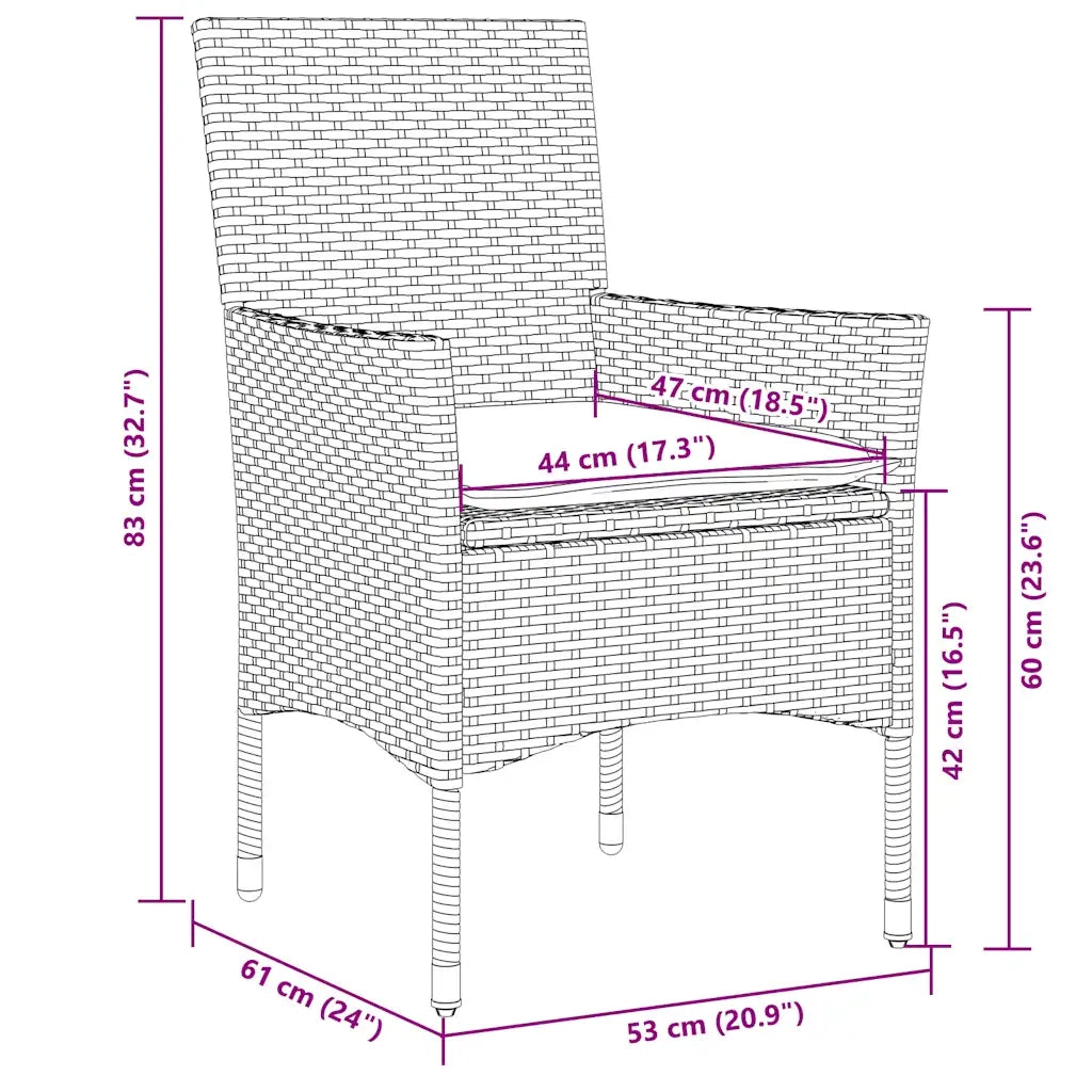 Set Pranzo Giardino 7 pz Cuscini Grigio Chiaro Polyrattan Vetro 3278576