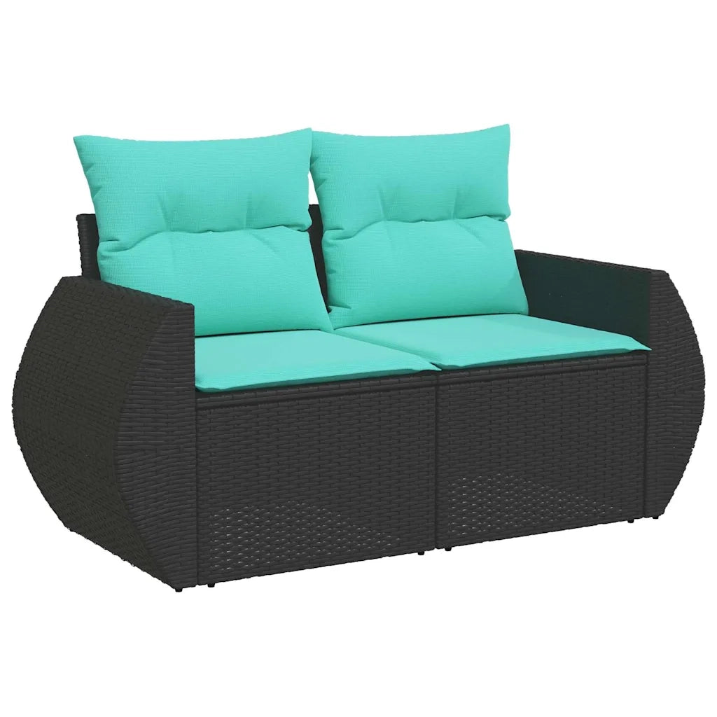 Set Divani da Giardino 9 pz con Cuscini Nero in Polyrattan 3327298