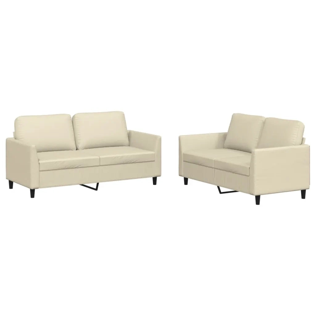 Set di Divani 2 pz con Cuscini crema in Similpelle 3201751