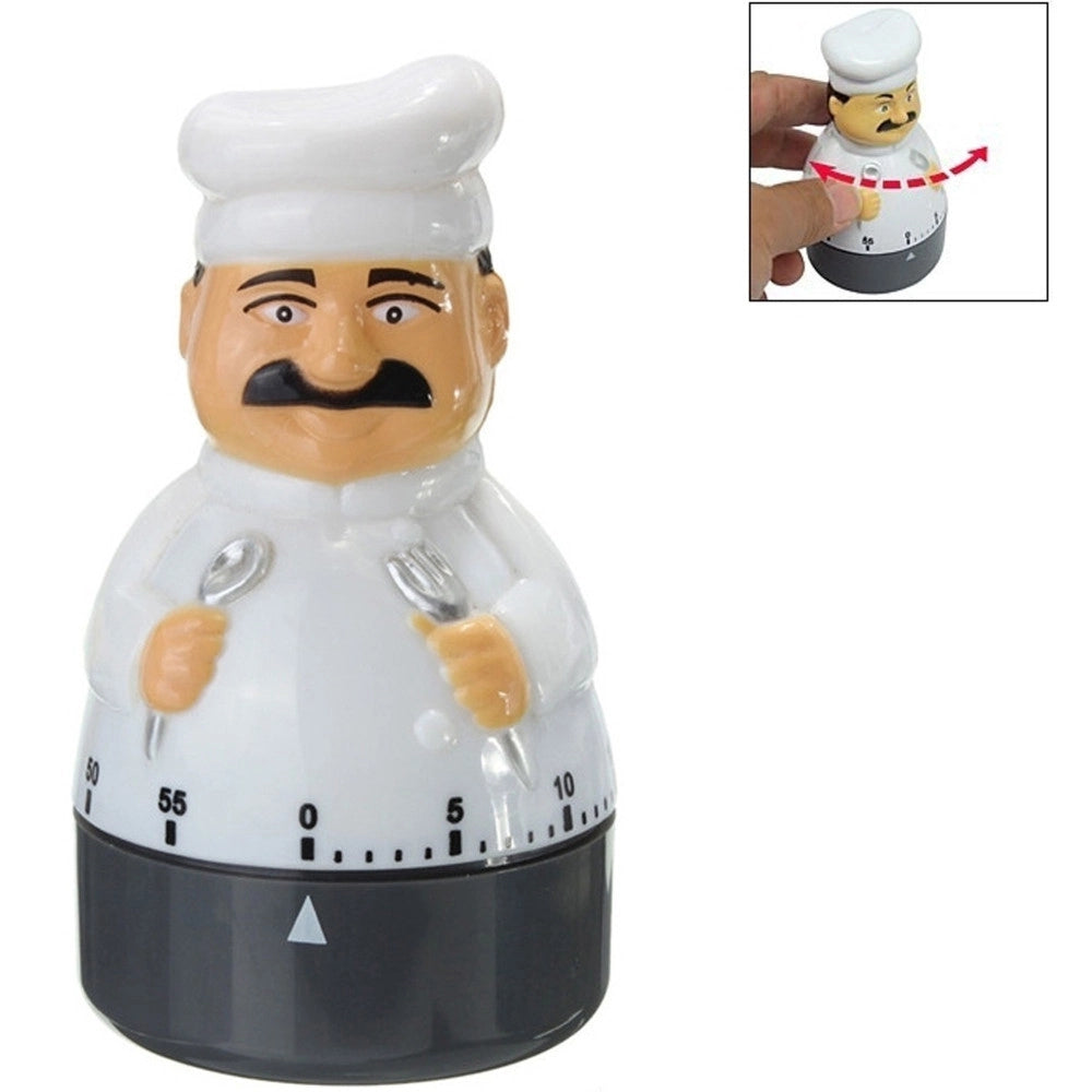 Trade Shop - Timer Analogico Cuoco Chef 55 Minuti Orologio Da Cucina Retro' Allarme Sonoro -