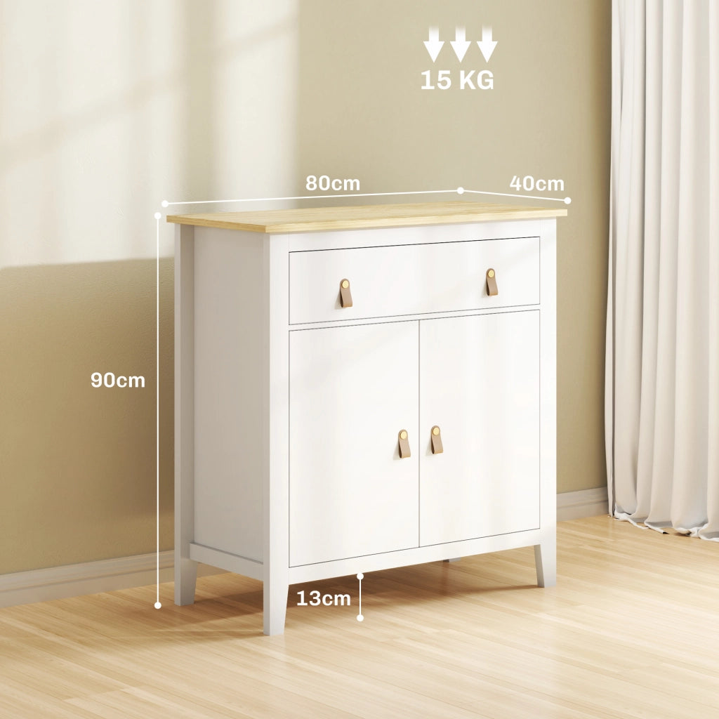 Armadio con cassetti e ripiani ¨C zephmum ¨C bianco e rovere 80x40x90