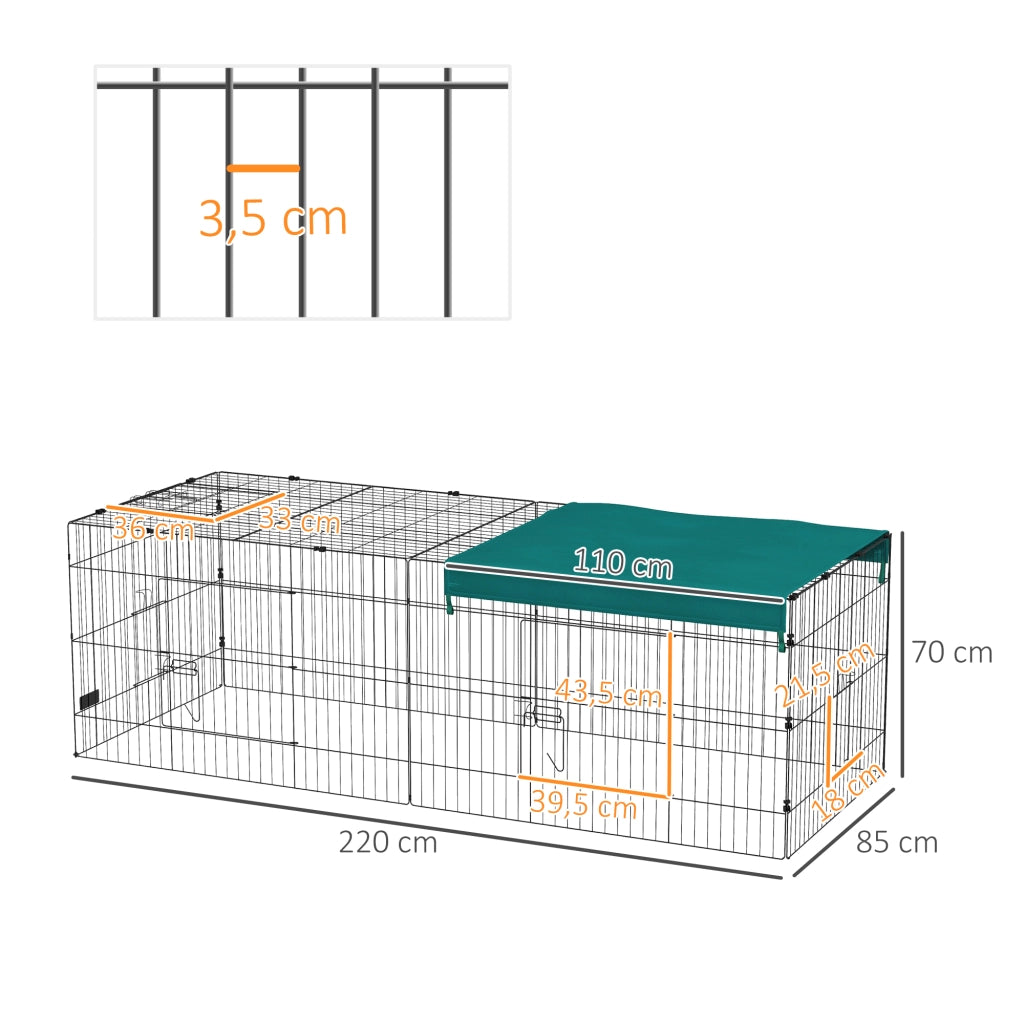 Recinto modulabile per animali ¨C zephmum ¨C verde 220x85x70 cm
