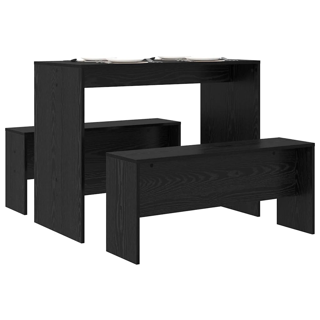 Set da pranzo 2 pcs Rovere nero Legno multistrato 875221