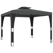 Gazebo | Pergolato con Tetto Doppio Antracite 2,98x2,98 m in Acciaio