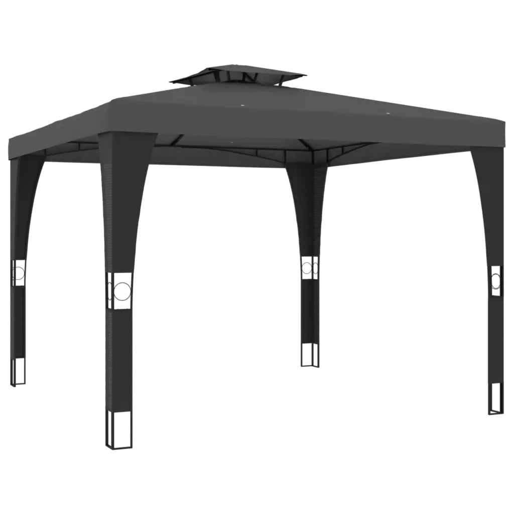 Gazebo | Pergolato con Tetto Doppio Antracite 2,98x2,98 m in Acciaio