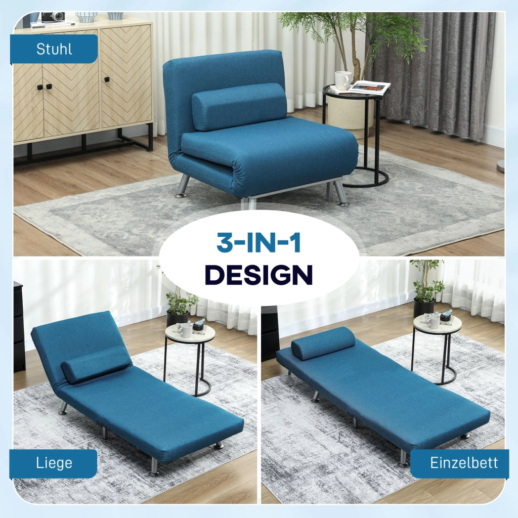 Poltrona letto ¨C Minimal ¨C Blu, tessuto, 75x70x75 cm