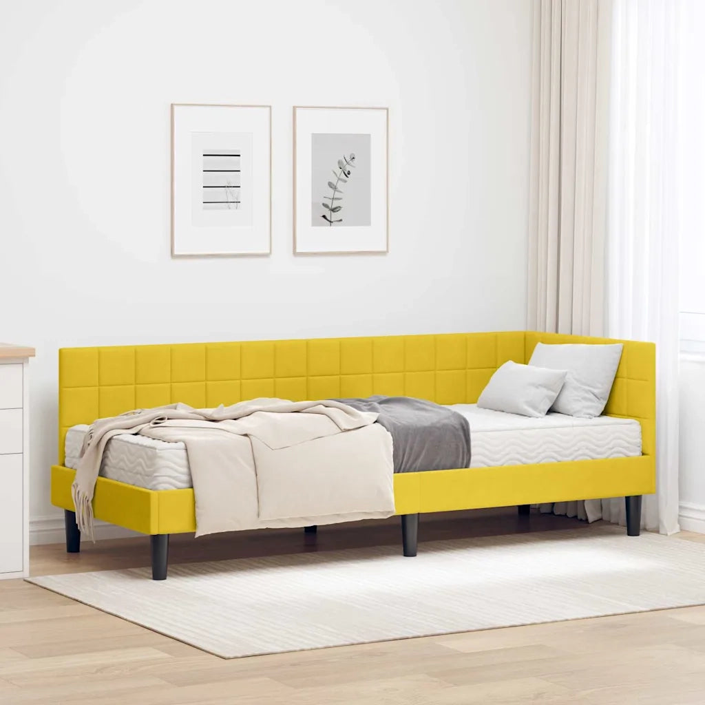 Struttura Letto Angolare con Materasso 2 pcs Giallo Velluto