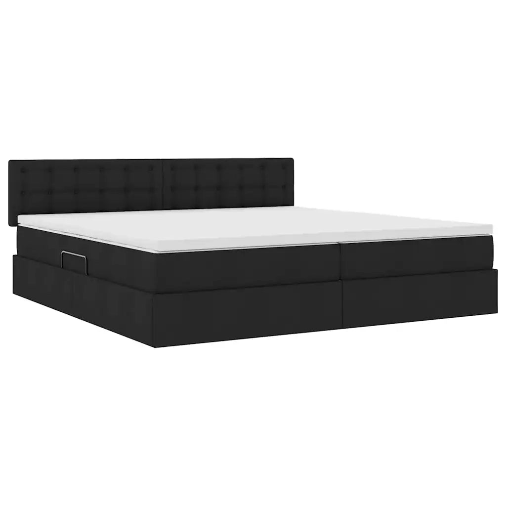 Letto con contenitore e materasso Nero 200 x 200 cm 3370658