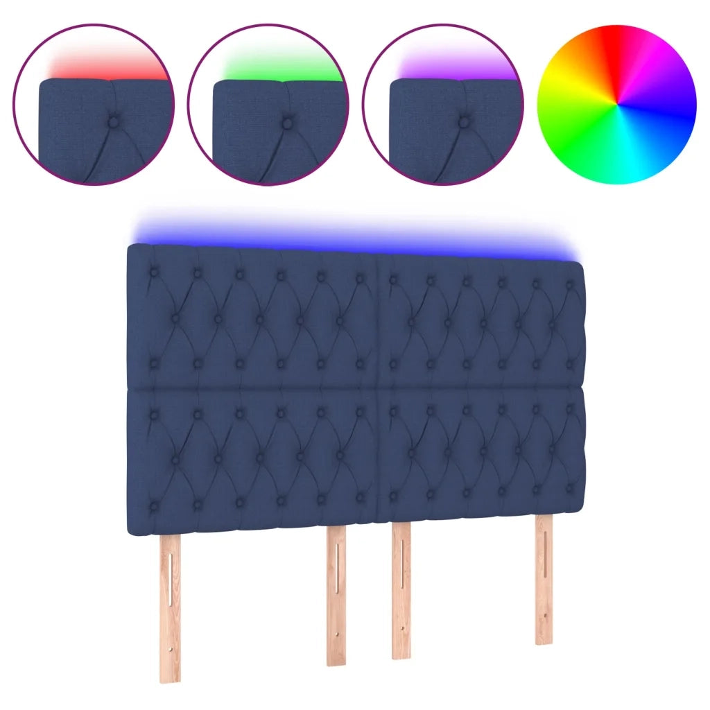 Testiera a LED-Testata con LED Blu 160x7x118/128 cm in Tessuto