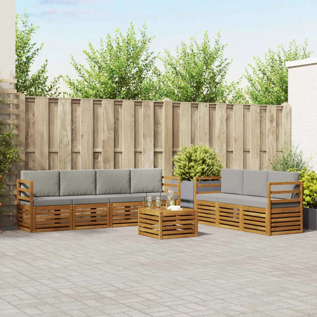 Set divani con cuscino 8 pcs Grigio Naturale e Chiaro 3374471