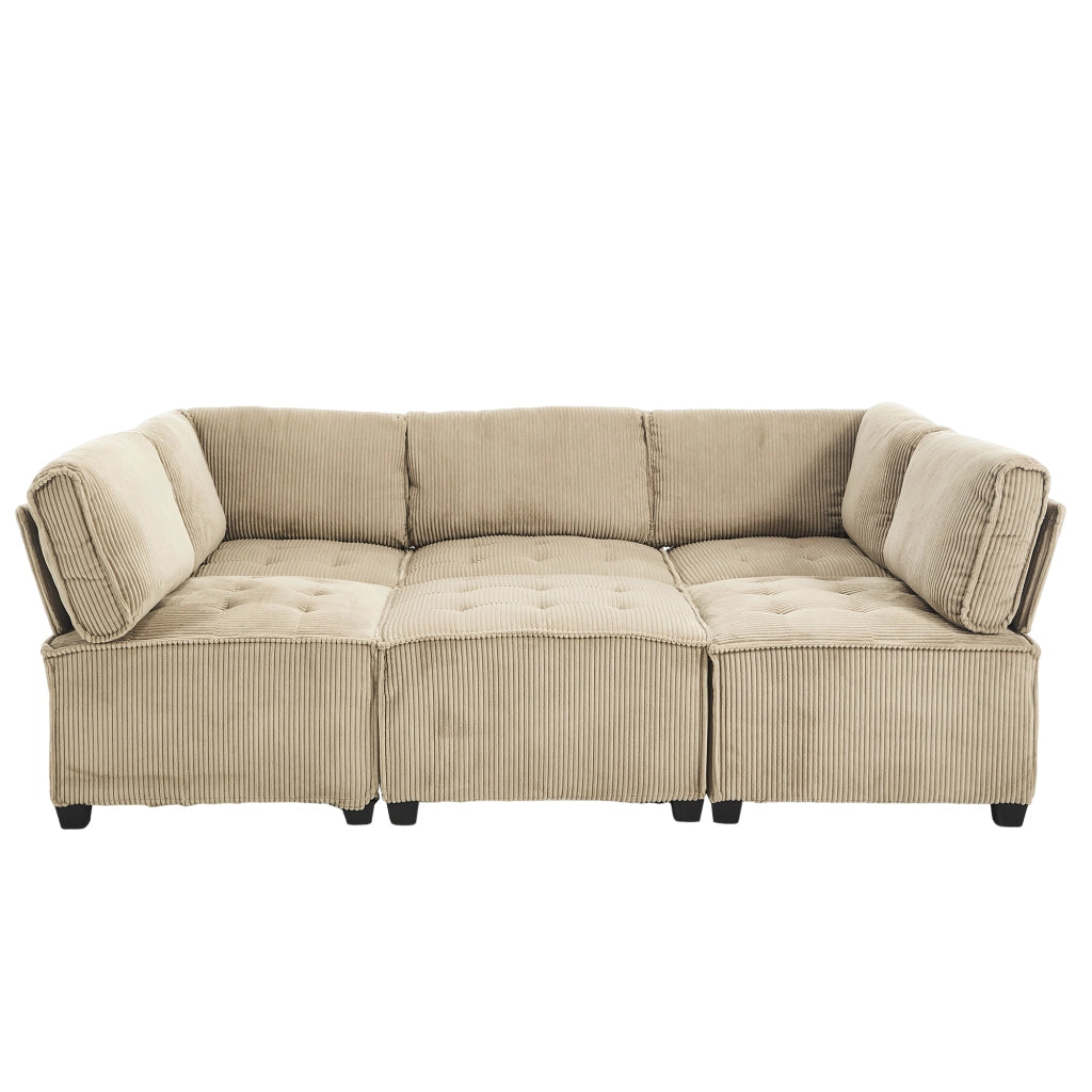 Sofa modulare 6 posti - Zephmum- Tessuto corda, ergonomico, stoccaggio, combinabile