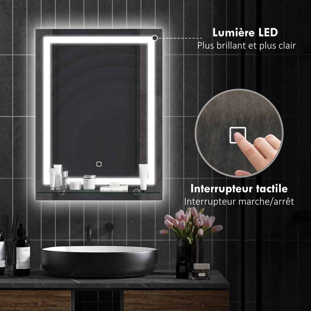 Specchio LED con Ripiano Integrato ¨C Minimal ¨C Grigio 60x30x15