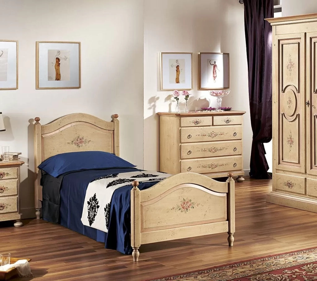 Letto 1 piazza e mezza arte povera legno grezzo 129x212x112 - Mobili 2G