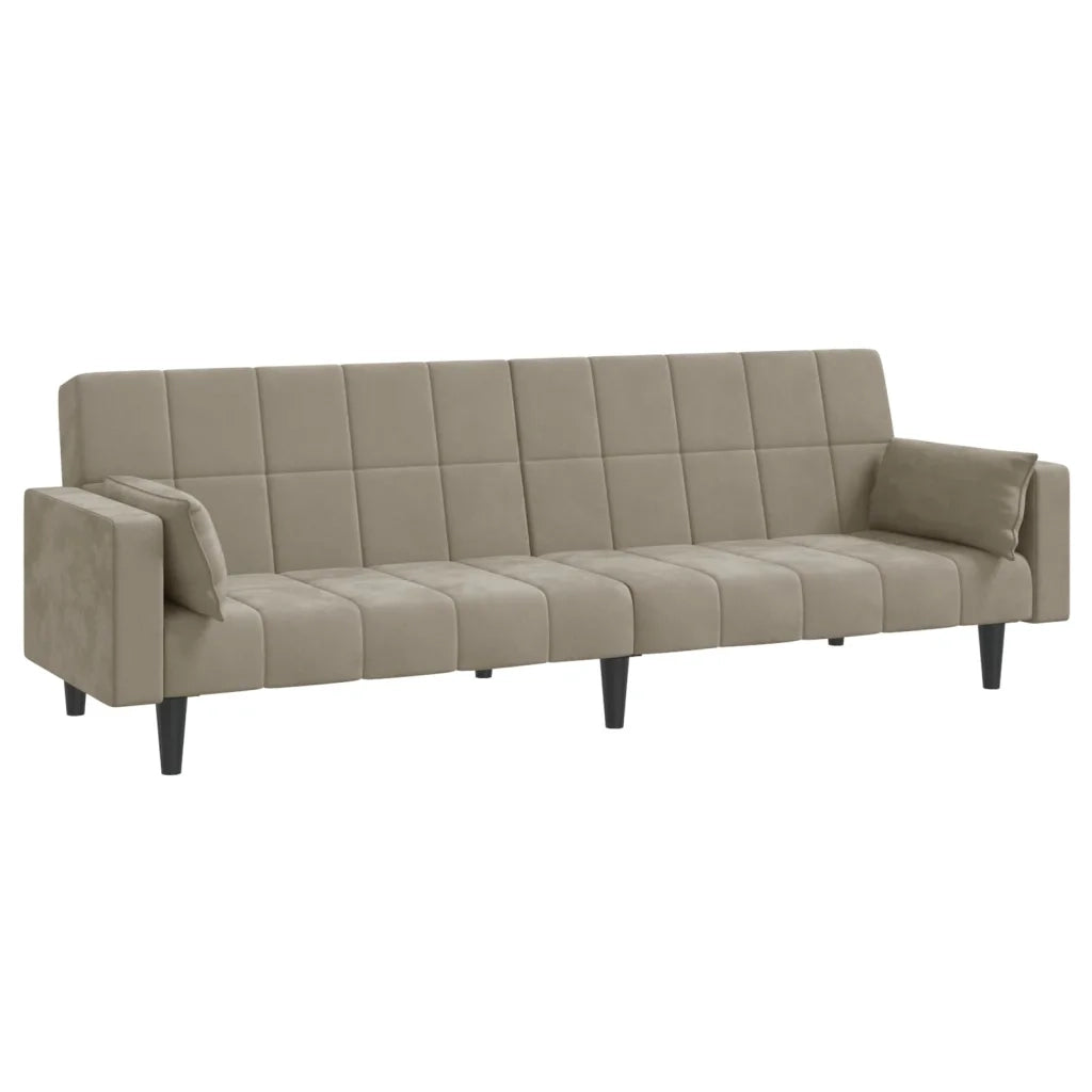 Divano Letto a 2 Posti con 2 Cuscini-Sofa Letto 2 Posti-Daybed Grigio Chiaro in Velluto 349589