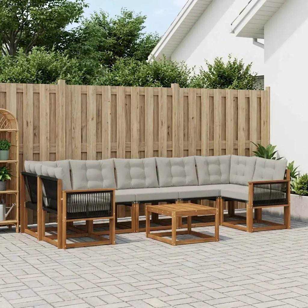 Set di divani da esterno 8 pcs Naturale e Grigio Chiaro 3381839