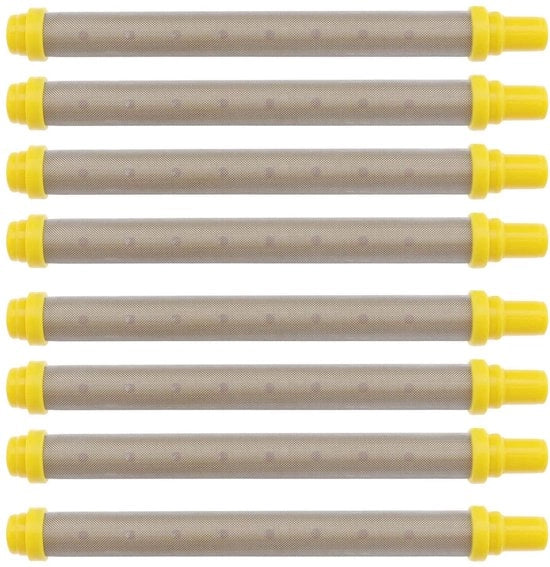 Filtro a 100 Mesh - 8 pezzi - Acciaio inossidabile - Plastica - Adatto per macchine di aspersione senza aria - Lunghezza 102 mm - Filtro a lama di aspersione