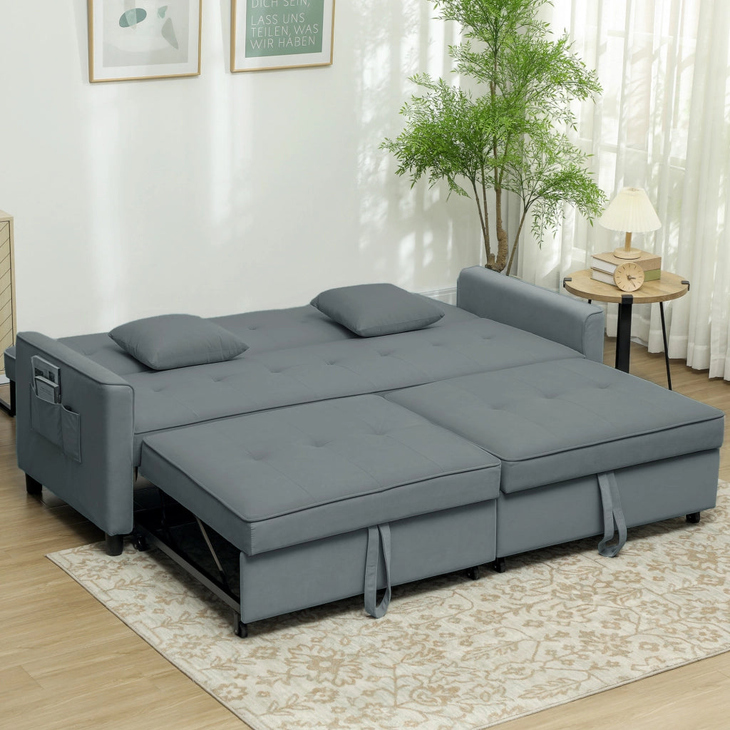 Divano letto 3 posti imbottito con rete a doghe e cuscini ¨C Minimal ¨C Grigio