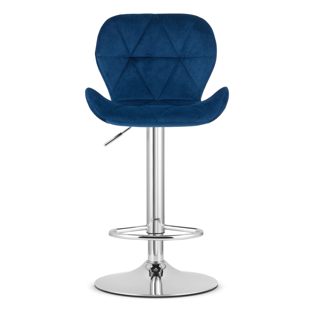 Sgabello in velluto VALORA WEST - Blu navy per soggiorno e cucina