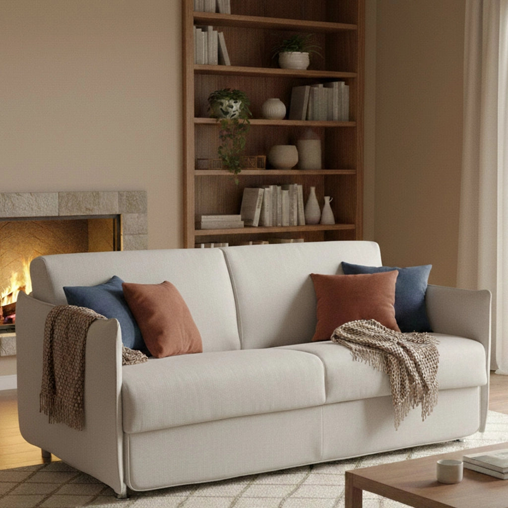 Trissino, Divano Letto 2 Posti Sfoderabile Made in Italy, 180x95 cm Grigio Chiaro