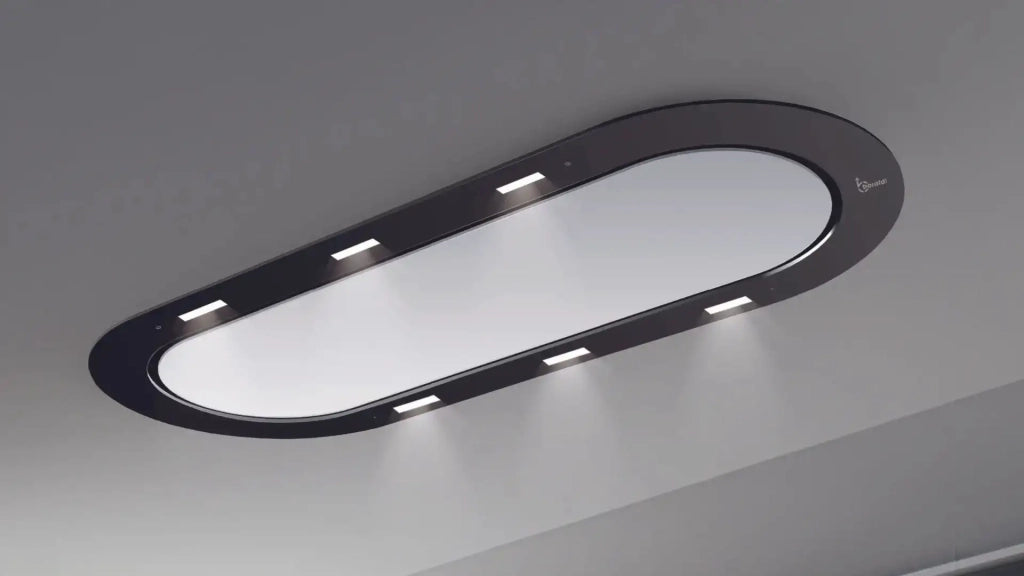 Cappa a soffitto da incasso UNIKA cm 120x50 - Bianca e Nera - 800 m3/h