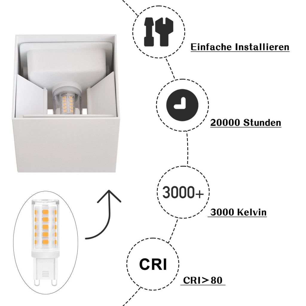 ZMH Lampada da parete a LED per interni 2ER lampada da parete per esterni luce moderna su e giù per il corridoio