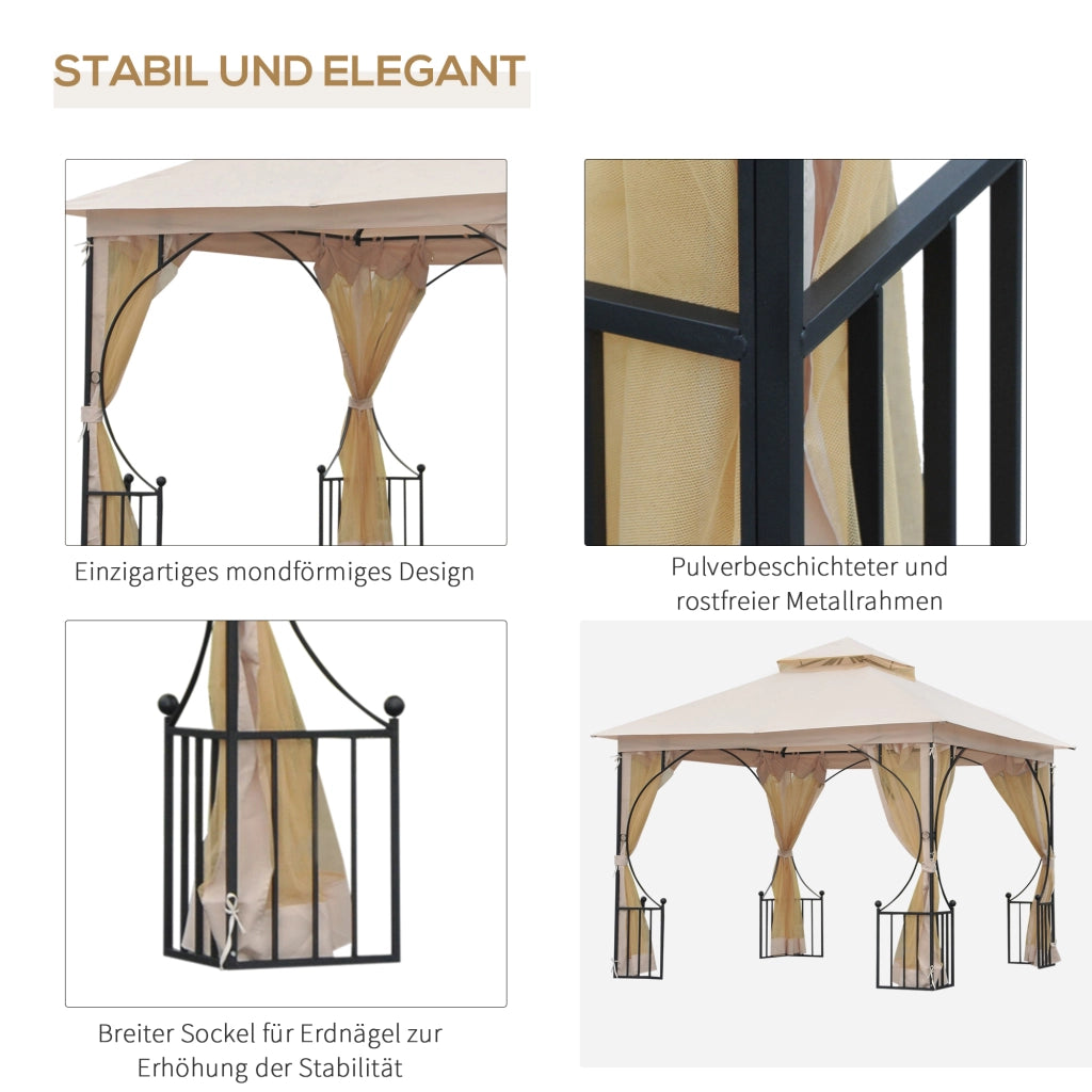 Gazebo da giardino ¨C Minimal ¨C beige e nero 295x295x275 cm