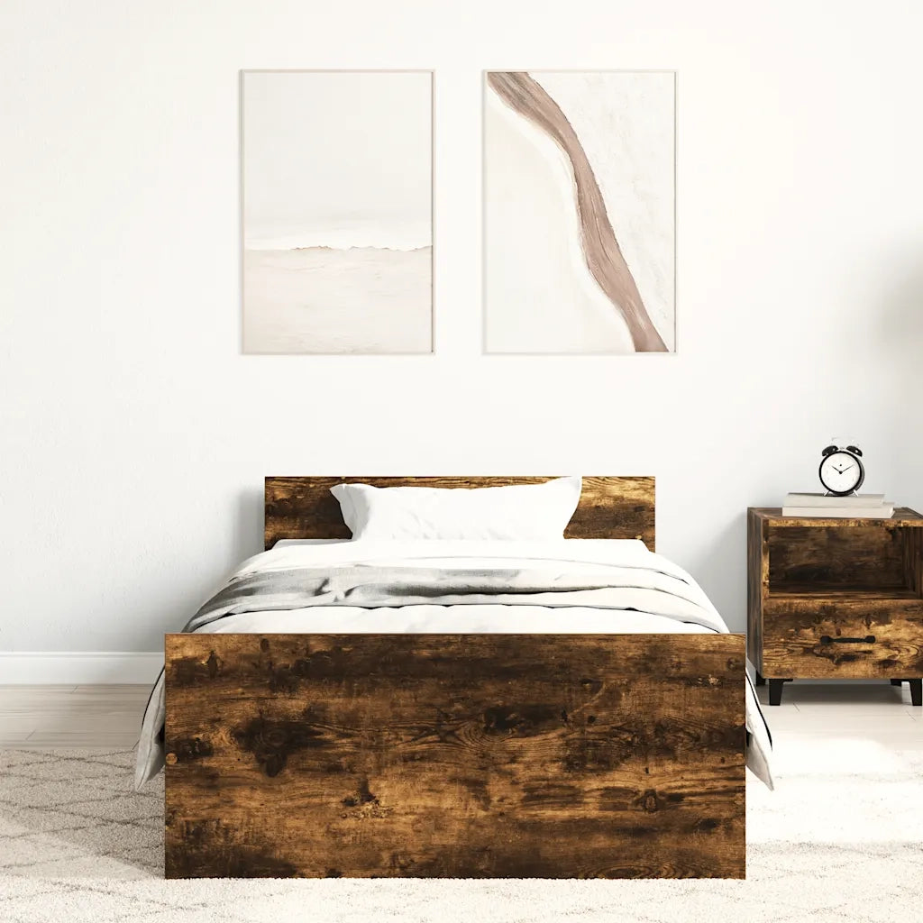 Giroletto senza Materasso-Struttura Letto Rovere Fumo 90x190 cm in Truciolato 259689