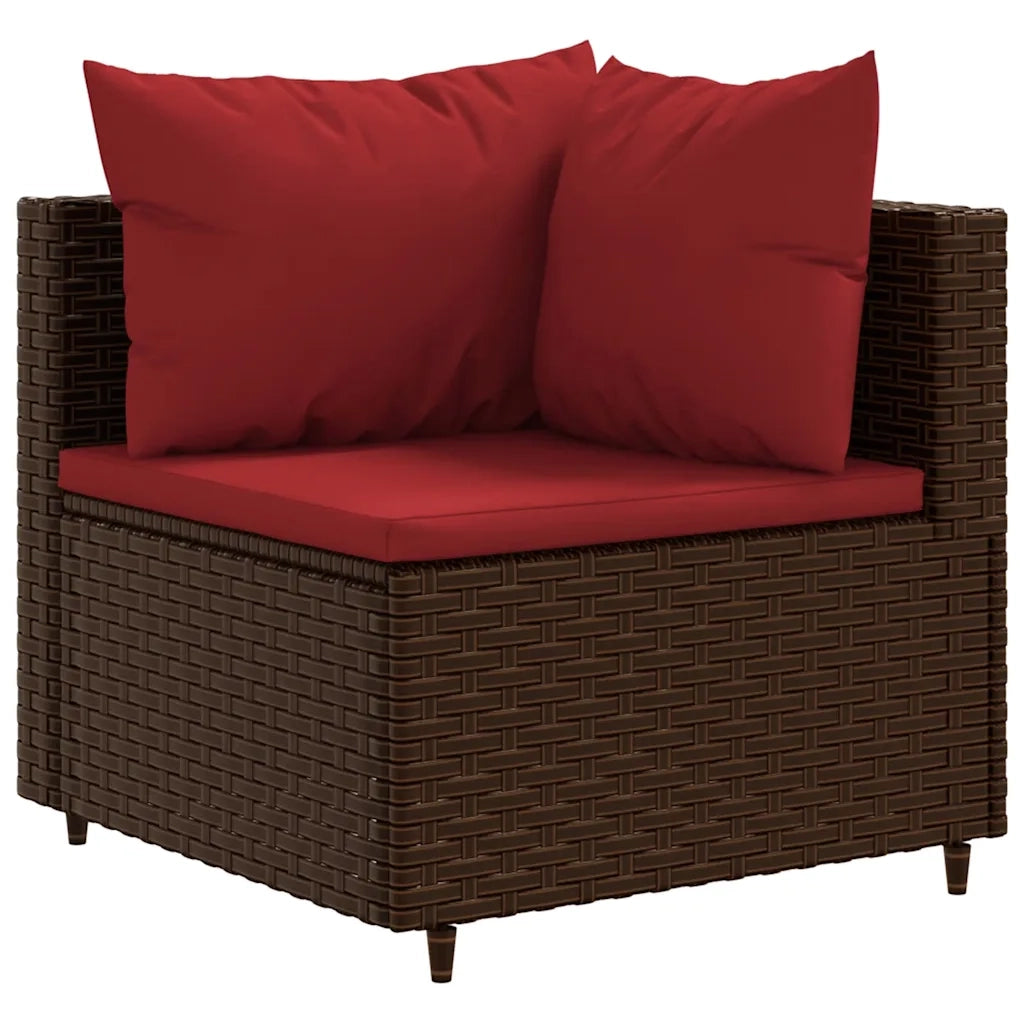 Set Mobili da Giardino 6pz con Cuscini in Polyrattan Marrone
